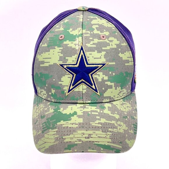Dallas Cowboys Veterans NFL Camo & Navy OSFA Cap Hat American Flag Patch & Star - Picture 7 of 16
